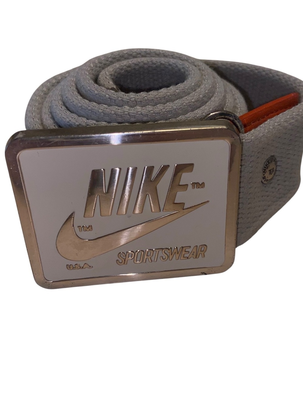 Vintage Nike Belt Brass Buckle Mens Large Orange Label  Rare Limited Release 44”